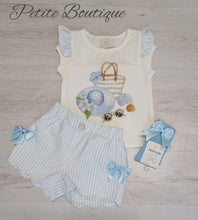 Load image into Gallery viewer, Caramelo blue striped short set