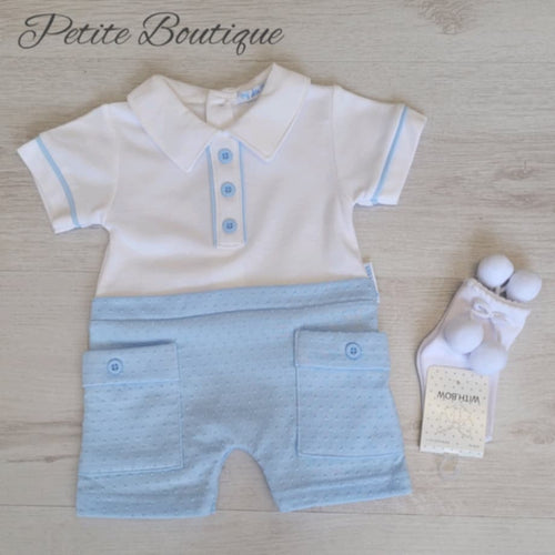 White/blue romper