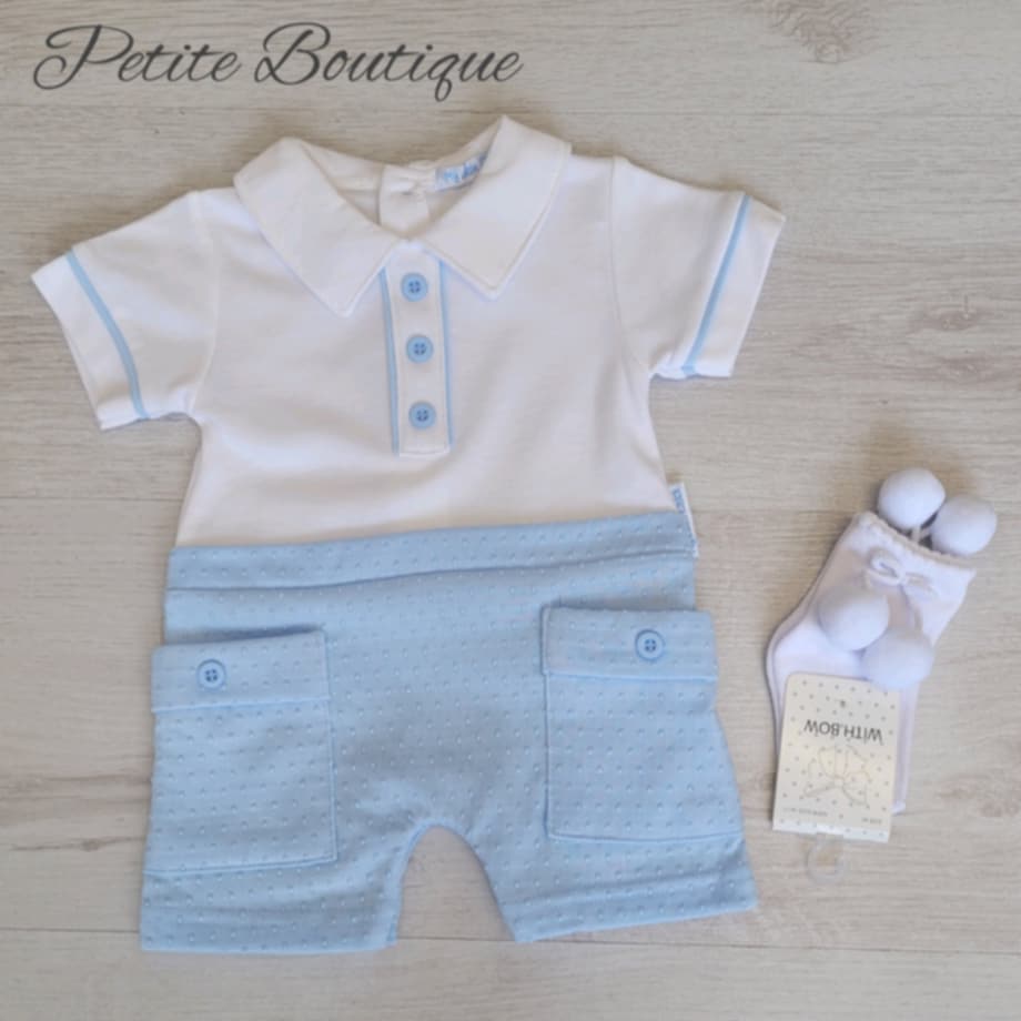 White/blue romper