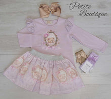 Load image into Gallery viewer, Lilac teddy bear top &amp; skirt set