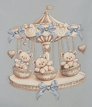 Load image into Gallery viewer, Light blue teddy carousel top, short &amp; headband set