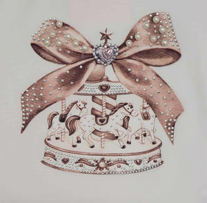 Beige carousel top & skirt set