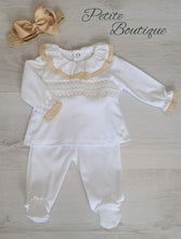 Load image into Gallery viewer, Spanish white/beige smocks 2pc set