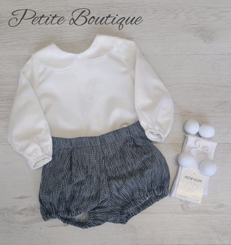Spanish boys grey/white shirt & short set