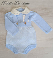 Load image into Gallery viewer, Spanish blue knit romper