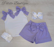 Load image into Gallery viewer, Lilac double bow top &amp; short set
