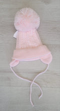 Load image into Gallery viewer, Cable knit pompom tie under hat