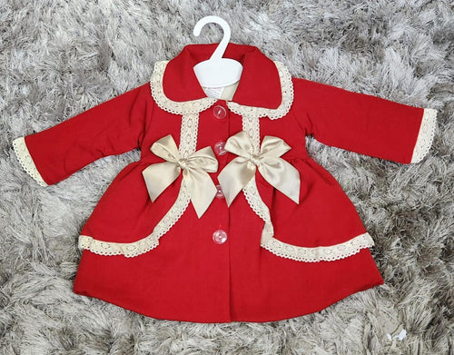 Spanish red/beige double bow coat