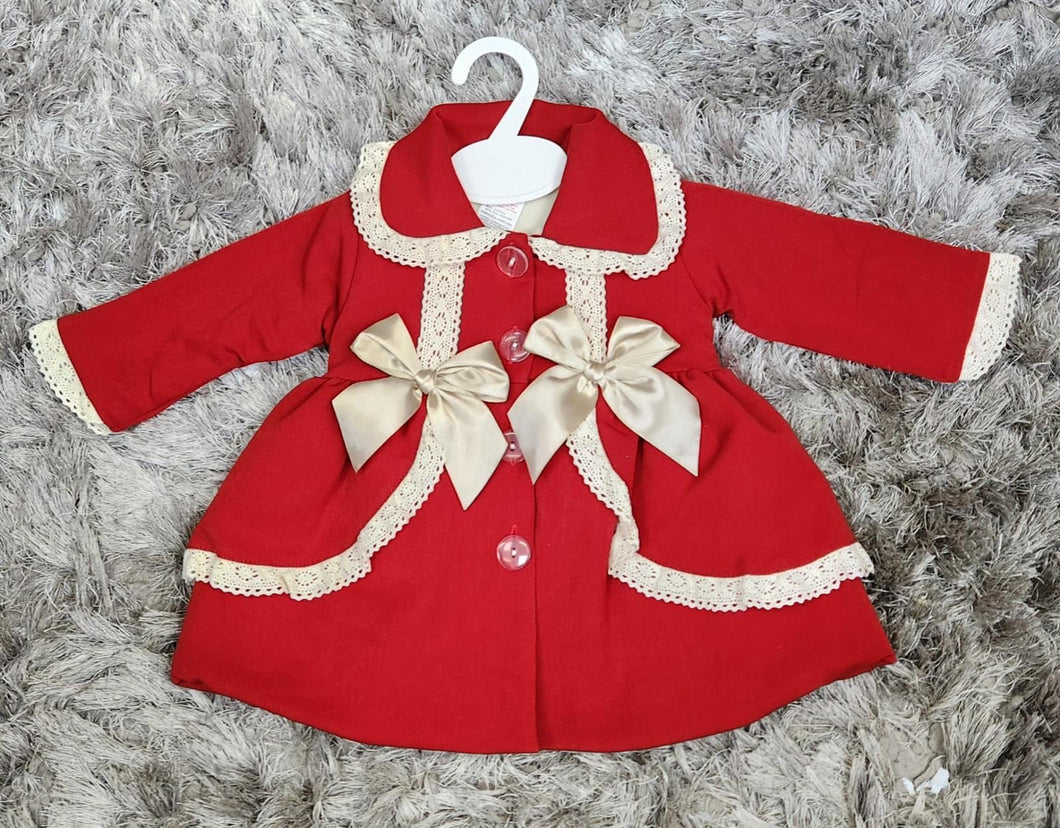 Spanish red/beige double bow coat
