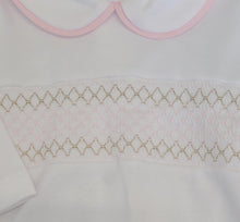 Load image into Gallery viewer, Spanish pale pink &amp; beige smock babygrow