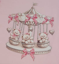 Load image into Gallery viewer, Pink teddy carousel top, short &amp; headband set