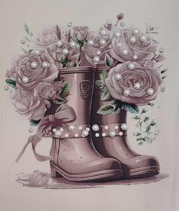 Cream wellies top & bow short set