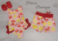 Load image into Gallery viewer, Strawberry &amp; lemons double bow swimsuit