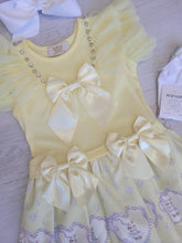 Load image into Gallery viewer, Lemon bunny double bow dress