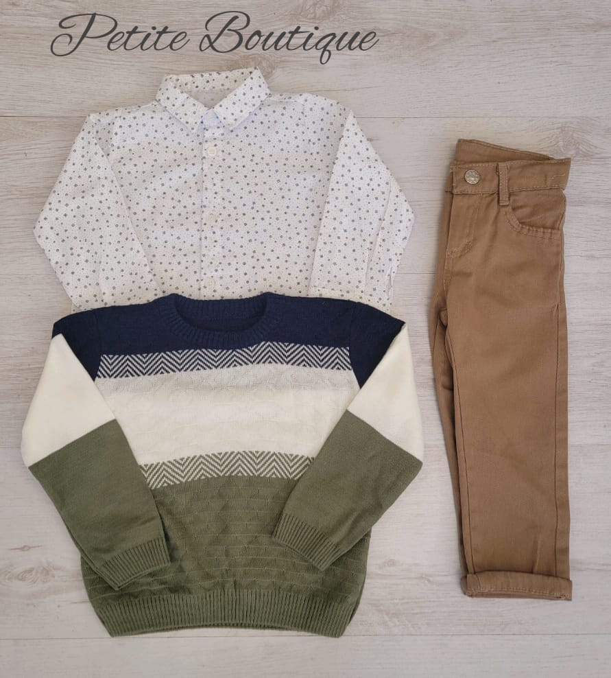 Older boys 3pc set shirt, jumper & trousers