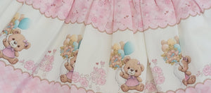 Pink/cream teddy bear top & skirt set