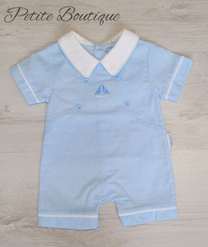 Blue sail boat romper