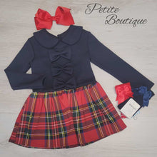 Load image into Gallery viewer, Navy drop waist tartan dress
