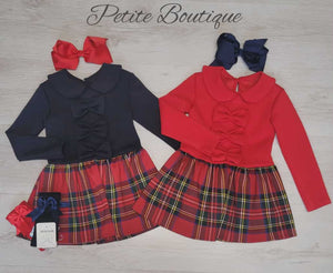 Red drop waist tartan dress