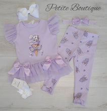 Load image into Gallery viewer, Lilac ice cream top, leggng &amp; headband set