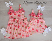 Load image into Gallery viewer, Raspberry print double bow summer dress