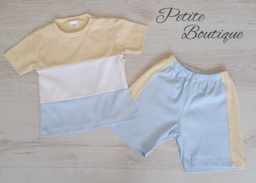Spanish blue/beige top & short set