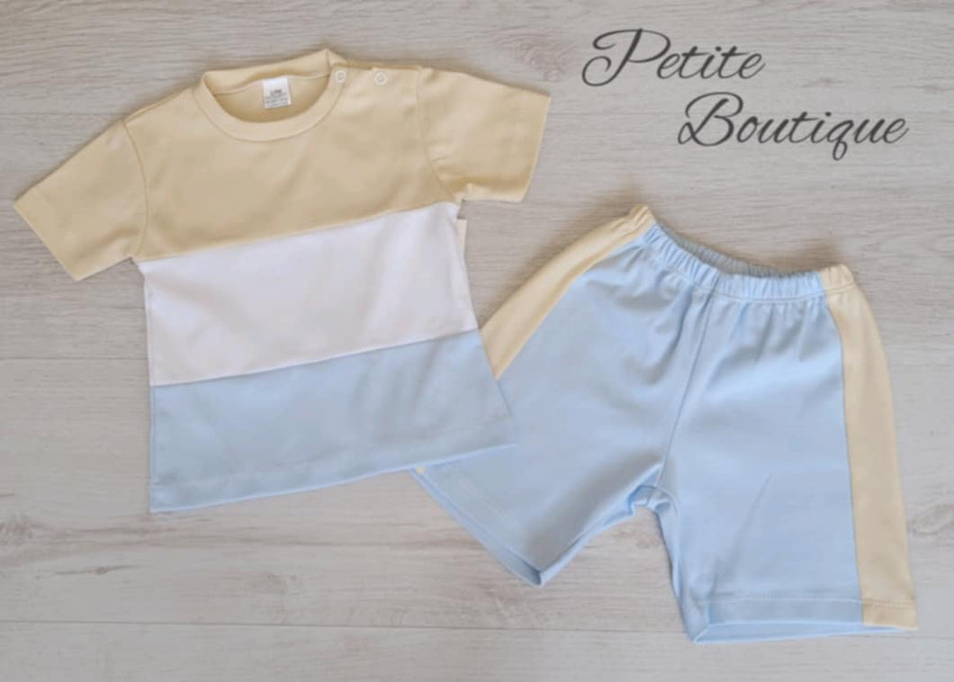 Spanish blue/beige top & short set