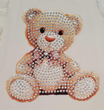 Load image into Gallery viewer, Cream/pink diamanté teddy top &amp; skirt set