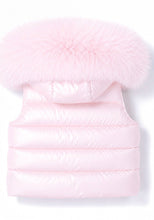 Load image into Gallery viewer, PRE ORDER padded gilet with detachable faux fur hood ❄️ - Pink