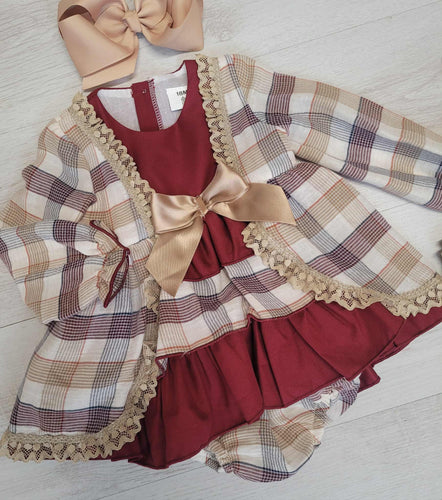 Spanish burgundy/tan dress & matching pants