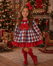 Load image into Gallery viewer, Spanish red &amp; blue check older girls dress
