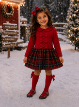Load image into Gallery viewer, Red drop waist tartan dress