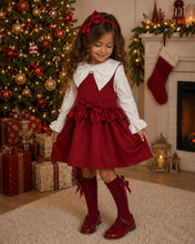 Load image into Gallery viewer, Caramelo red pinafore dress &amp; hairband set