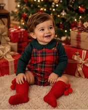 Load image into Gallery viewer, Spanish boys dark green vest &amp; tartan romper set