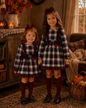 Load image into Gallery viewer, Spanish navy/burgundy older girls dress