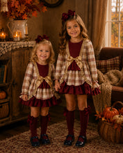 Load image into Gallery viewer, Spanish burgundy/tan older girls dress