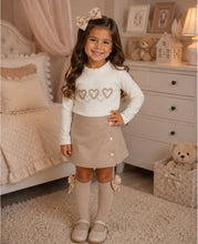 Load image into Gallery viewer, Beige heart top &amp; skort set
