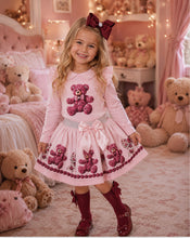 Load image into Gallery viewer, Pink Teddy top &amp; skirt set