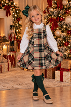 Load image into Gallery viewer, Tan check pinafore &amp; shirt set