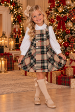 Load image into Gallery viewer, Tan check pinafore &amp; shirt set