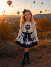 Load image into Gallery viewer, Navy hot air balloon top &amp; skirt set