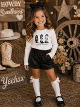 Load image into Gallery viewer, EMC cowboy boots long sleeved top &amp; pu short set