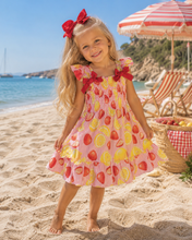 Load image into Gallery viewer, Strawberries &amp; lemons double bow summer dress