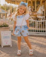 Load image into Gallery viewer, Blue teddy bear top &amp; short set