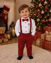 Load image into Gallery viewer, Burgundy shirt &amp; braces trouser set