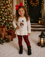 Load image into Gallery viewer, EMC teddy top &amp; red/navy check legging set