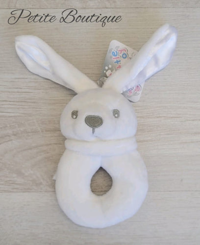 White bunny rattle soft toy