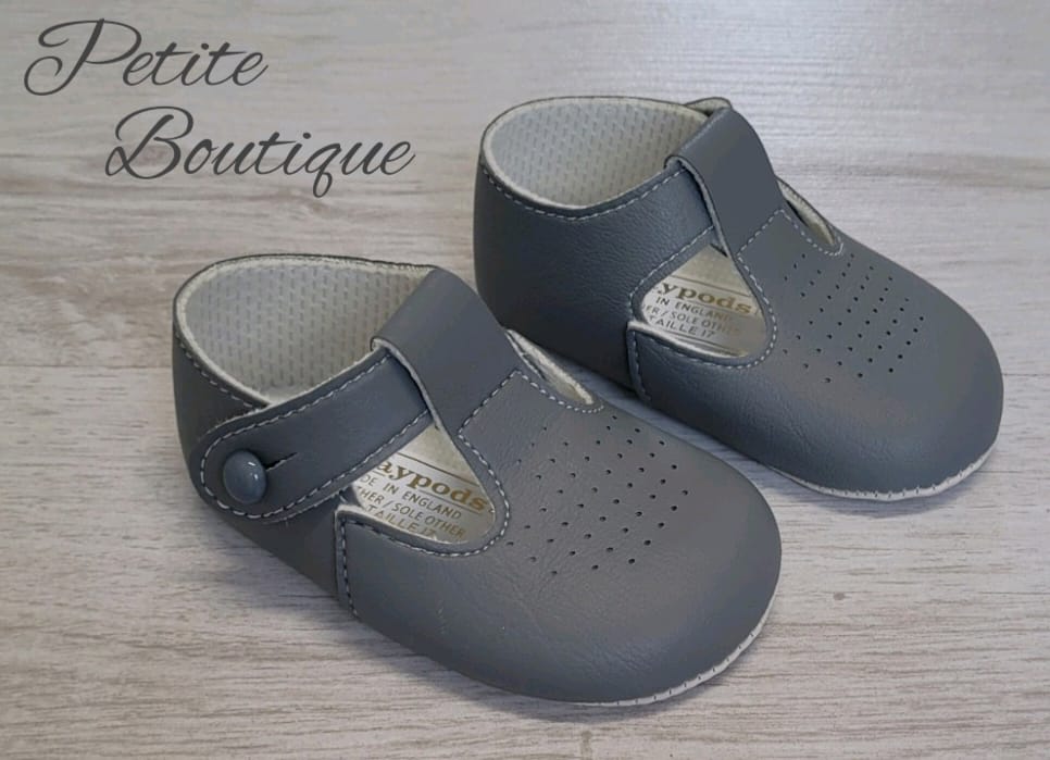 Grey matte t-bar soft sole shoes