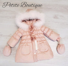 Load image into Gallery viewer, Italian Bufi coat with fur trim hood