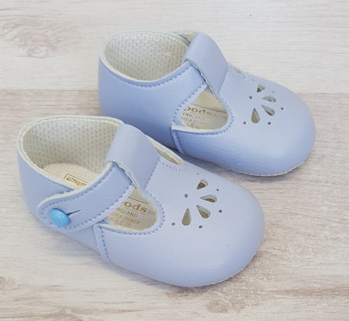 Blue matte t-bar soft sole shoes